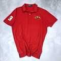  Polo ralph lauren Custom Slim Fit Triple-Pony Polo Shirt farbe rot  Größe L