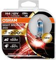 2x OSRAM Glühlampe H4 NIGHT BREAKER 200 12V 60/55W P43t +200% (Edition 2021)