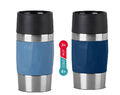 2 x EMSA Travel Mug COMPACT Isolierbecher Thermobecher Silikon 300ml Aqua/Blue