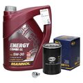 Ölfilter + 5 Liter Mannol Motoröl Energy Combi LL SAE 5W-30 für VW Audi Skoda