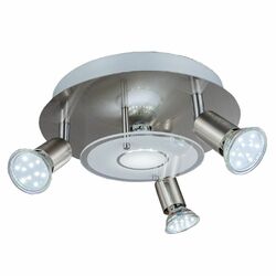 LED Decken-Leuchte Spot 4-flammig rund 25cm Lampen GU10 12W warmweiß Glas silber