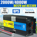 2000W 4000W Reiner Sinus Spannungswandler 12V auf 230V Wechselrichter Heim UPS