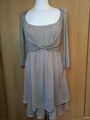 S.Oliver Kleid beige braun Sand Chiffon Lagenlook 3/4 Arm Gr.34