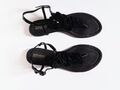 Buffalo girl Damen Sandale Zehentrenner  Gr. 39 Sandalette Schwarz Blumen