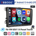 DAB+ Autoradio Carplay GPS NAVI KAM 64G Android 13 Für VW GOLF 5 6 Touran Tiguan