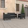 vidaXL 3-tlg. Garten-Lounge-Set mit Kissen PP Rattan Anthrazit ASS