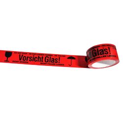 36 Rollen 66m Klebeband Packband Paketband Paketklebeband Vorsicht Glas rot