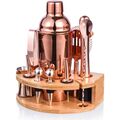 750ML Cocktail Shaker Set 12tlg RoséGold Edelstahl mit Bambusständer Bar Kit