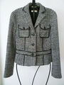 St. Emile toller Blazer Jacke schwarz weiss Wolle chic Gr. 36 Maße