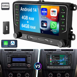 Autoradio Android 14 4+64G Carplay GPS DAB+ Für Golf 5 6 Plus Touran Caddy Jetta