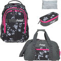 Schulrucksack Mädchen 4T Set Elephant Sporttasche Box 12837 Grey Flower rsmr