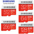 Micro SD Karte 32GB 64GB 128GB 256GB Speicherkarte SDXC Class10 Samsung Evo Plus