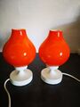 Nachttischlampen Orange Glasschirm 70er Jahre Leuchte Vintage  Mid Century 