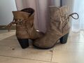 Damen Schuhe Stiefeletten Braun Tamaris Leder Gr. 39 Herbst Winter