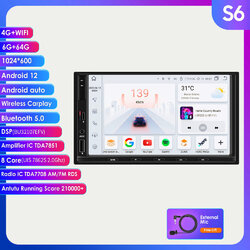 7" 8-Kern 6+64G Android 12 Autoradio GPS DAB+ WiFi BT5.0 Nav CarPlay RDS DSP AUX