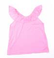 H&M Mädchen rosa Polyester Basic T-Shirt Größe 9-10 Jahre schulterfrei - Blumen