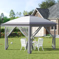 Outsunny Pavillon Faltpavillon mit Solar LED USB 3,3x3,3m Gartenpavillon Grau