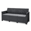 Keter Gartensofa "Emma" 3er Sofa, Poly Rattan Terrassen Garten Garnitur 3 Sitzer