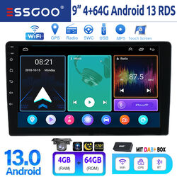 DAB+ 9'' 2DIN Autoradio Android 13 4+64G Carplay GPS NAVI BT WIFI Kamera RDS USB