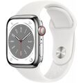 Apple Watch Series 8 Sportarmband 41mm Edelstahl GPS + 4G Smartwatch silber/weiß