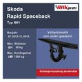 abnehmbar AHK Westfalia für Skoda Rapid Spaceback NH1 BJ 07.15-12.19 NEU mit ABE