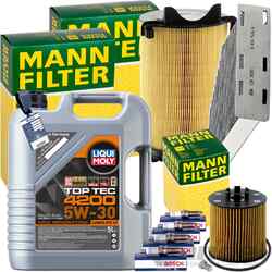 MANN INSPEKTIONSPAKET+5L LIQUI MOLY 5W-30 ÖL passend für VW GOLF 5 AUDI 1.4 TSI