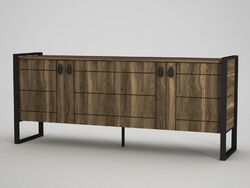 Sideboard Kommode Anrichte Schrank mit 4 Türen  Beistellschrank Braun Holz4630