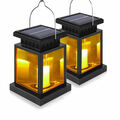 2x LED Solarlaterne mit LED Kerze + Akku Gartenlaterne Laterne Solarglas