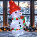 Schneemann ACRYL Glas 35cm LED Deko Figur Garten Leuchtfigur Weihnachten snowman