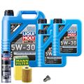 Motoröl 5W30 LIQUI MOLY 8L+MANN Ölfilter+Spülung+Ölablassschraube