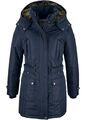 FRAUEN WINTERJACKE DUNKELBLAU FELLIMITAT NEU! Gr. 38 40 JACKE KAPUZE ABNEHMBAR