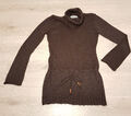 CLOCKHOUSE Pullover M (38) braun Mohair Wolle Strick Longpulli Rollkragen Gürtel