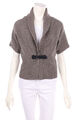 TAIFUN Strickjacke Cardigan Kurzarm Schalkragen M taupe brown