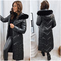 Damen Lang Steppjacke Wintermantel Winterjacke Wärmejacke Mit Fellkapuze DSTREET