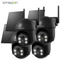 TMEZON 4PCS 3MP WLAN PTZ Solar Überwachungskamera Akku Außen Kamera Schwarz&Weiß