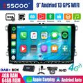 DAB+ Autoradio Carplay 4+64G 4G GPS NAVI +MIK Kamera Für VW Golf 5 6 Touran Polo