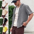 Vintage Loose Fit Oberteile Herren Strickhemden mit Umlegekragen Strickjacken