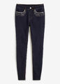 Neu Skinny-Jeans mit Strass-Applikation Gr. 50 Dunkelblau Damen Baumwoll-Hose