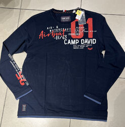 Camp David Longsleeve Mit Details Und Prints NEU Dunkelblau  XXXL