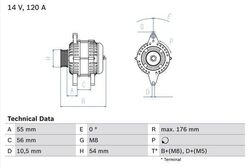 Bosch Generator 0986046150 für Opel Saab Corsa C + Combo / + Zafira A 1998-11