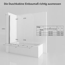 Badewannenaufsatz 2/3 teilig Duschwand Für Badewanne Faltbar Duschabtrennung