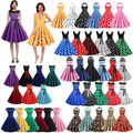 Frau Vintage Rockabilly Retro Kleid 50er 60er Jahre Partykleid Swing Abendkleid！