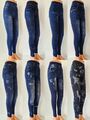 Kinder Leggins Hose Gr.122-170 Jeans-Optik- Mädchen Leggings mit Muster Strech  