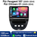 Carplay Android 13 Autoradio Für Citroen C1 Peugeot 107 Toyota Aygo GPS Navi SWC