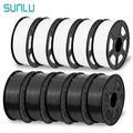 10X SUNLU PLA+ PETG PLA ABS Filament 3D Drucker 1.75mm 1KG Spule Schwarz Weiß