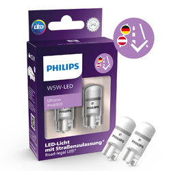 2 x Philips Ultinon Pro6000 W5W L.E.D mit Straßenzulassung Glühlampen Autolampen