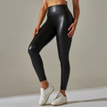 Damen Leggins Thermo Innenfleece matte Leder-Optik High Waist