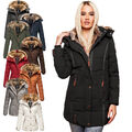 Marikoo warme Damen Winter Jacke Winterjacke Steppjacke gefüttert Kunstfell B658