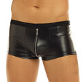 DE Herren Boxershorts Sexy Wetlook Lackleder Unterhose Kurze Shorts Unterwäsche