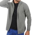 Balldiri Premium Kaschmir Herren Strickjacke mit Stehkragen 2-fädig grau 2XL